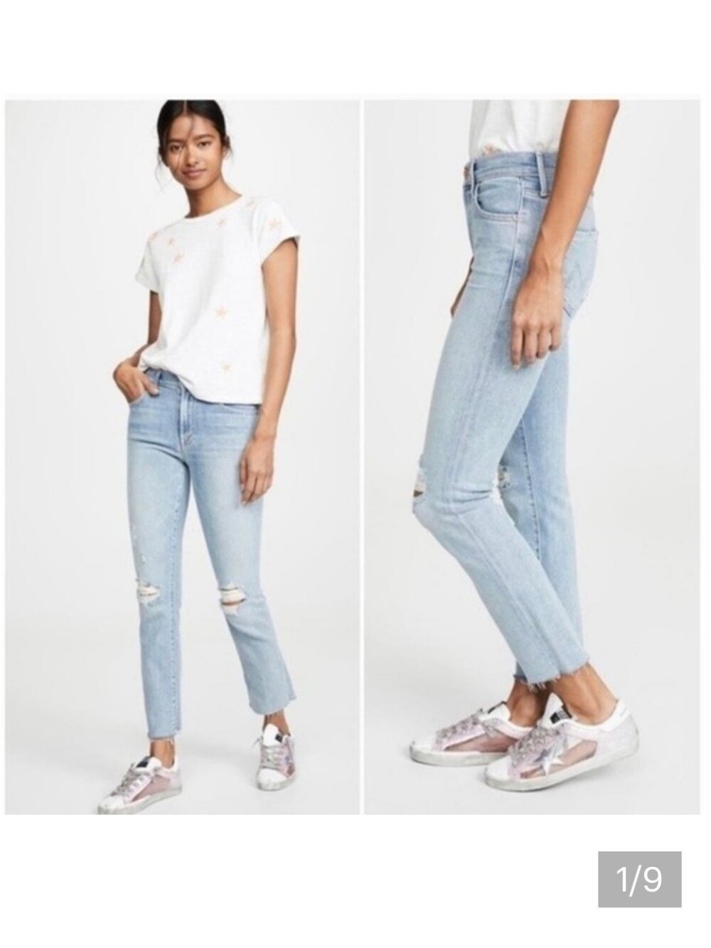MOTHER The Rascal Ankle Snippet Jeans Sz 28 Straight Leg Distressed